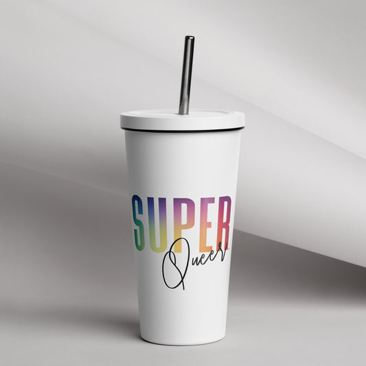 Insulated tumbler with a straw