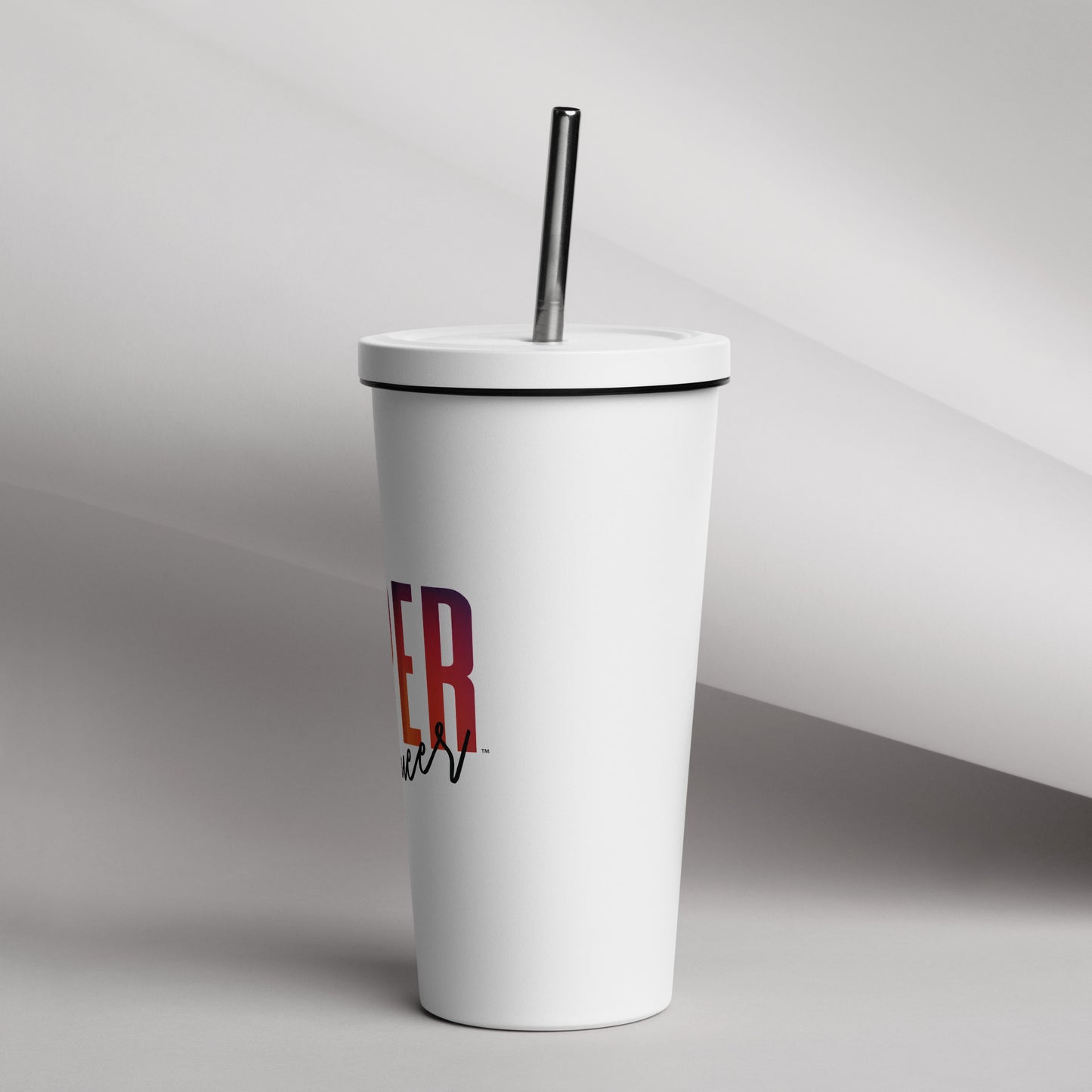 Insulated tumbler with a straw